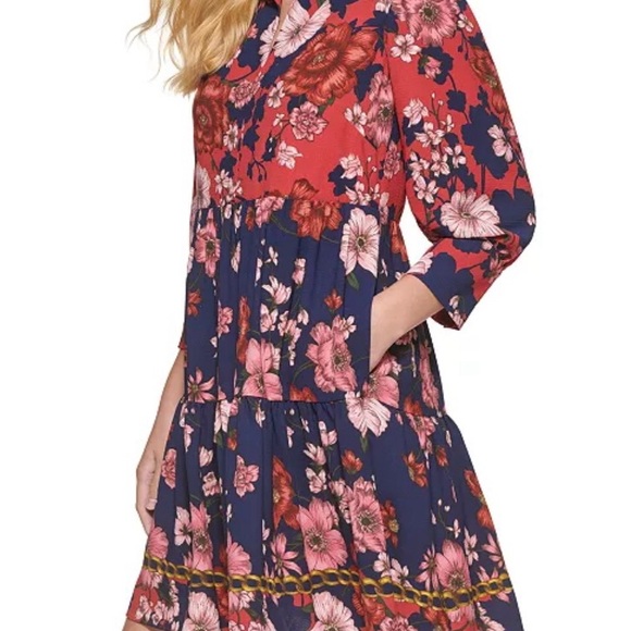 Vince Camuto Petite Floral Popover Shirtdress size 4P - Picture 13 of 13